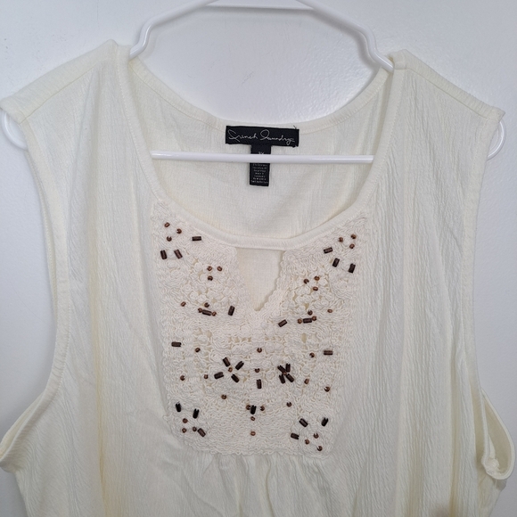 NEW French Laundry Bundle Of 2 Orange & Cream Beaded Beachy Tank Tops Size 3X - Picture 3 of 10